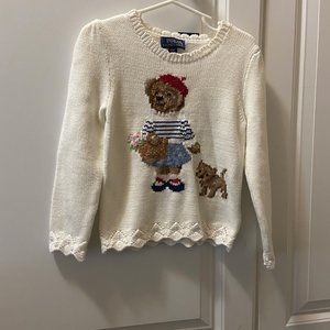Ralph Lauren Polo Bear Cream Color Sweater 4/4T